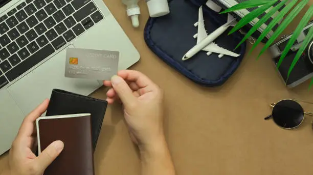 rewards credit card points and travel miles concept