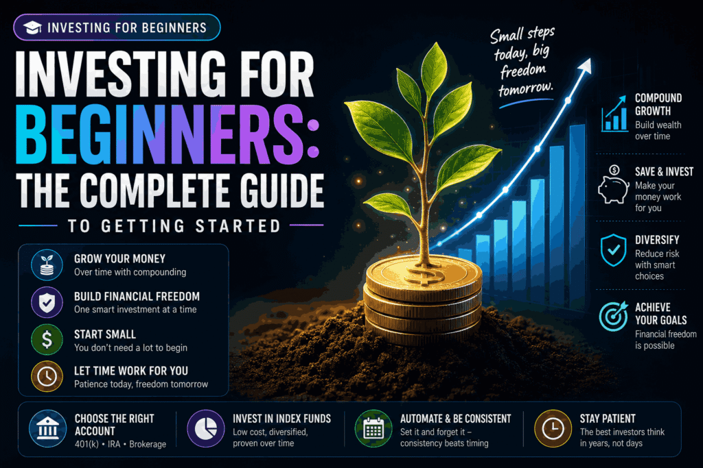Investing for beginners showing money growing over time through compound interest